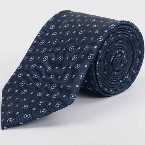 Прокат синего галстука с голубым узором для мужского костюма