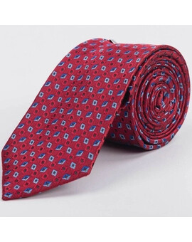 Аренда галстука бордового цвета с синим узором для мужского костюма, изображение 1