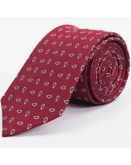 Аренда галстука бордового цвета с белым узором для мужского костюма, изображение 1