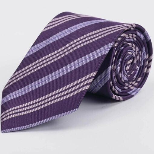 Аренда галстука фиолетового цвета в крупную полоску для мужских костюмов