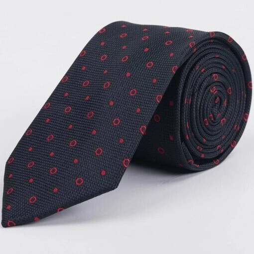 Аренда галстука черного цвета с красным узором для мужского костюма