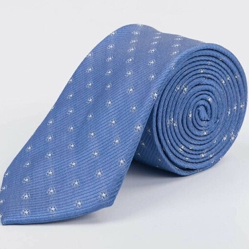 Прокат галстука голубого цвета с белым узором для мужского костюма