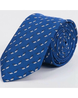 Прокат галстука синего цвета с фактурным двухцветным узором для мужских костюмов, изображение 1