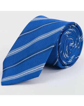 Прокат галстука синего цвета с выделенными полосками для мужских костюмов, изображение 1