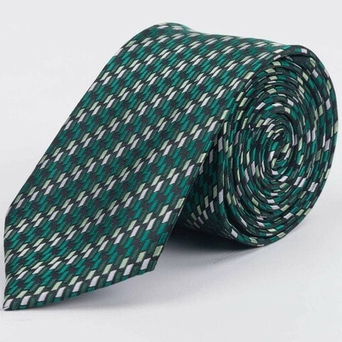 Прокат галстука зеленого цвета в узорную полоску для мужских костюмов