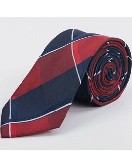 Прокат галстука красного цвета в крупную клетку для мужских костюмов, изображение 1