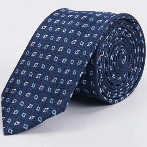 Синий галстук напрокат с разноцветным узором для мужского костюма