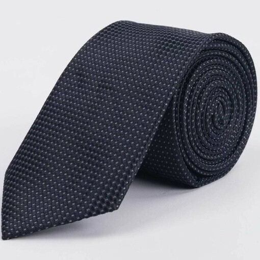 Черный галстук напрокат с мелким белым точечным узором для мужских костюмов