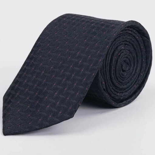 Черный фактурный галстук напрокат с точечным розовым узором для мужского костюма