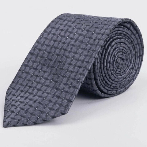Серый галстук напрокат с узором и белыми точечными вставками для мужских костюмов