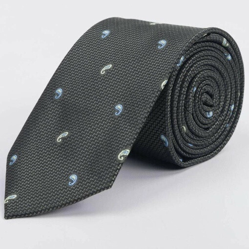 Галстук напрокат с фактурой зеленого цвета и двухцветным узором для мужского костюма