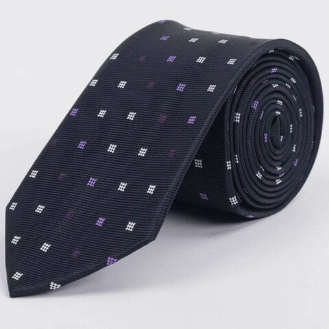 Галстук напрокат черного цвета с разноцветным узором квадратной формы для мужских костюмов