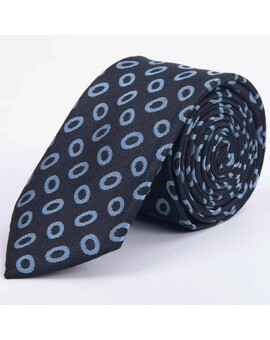 Черный галстук в аренду с крупным кольцевым узором для мужского костюма, изображение 1