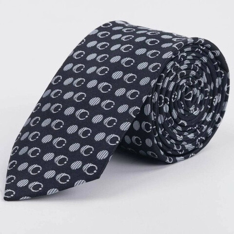 Серый галстук в аренду с круговым белым узором для мужского костюма