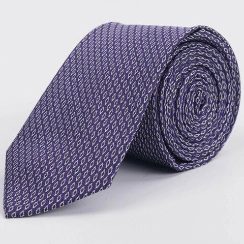 Фиолетовый галстук в аренду с белым структурированным узором для мужских костюмов