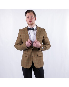 Аренда мужского пиджака табачного цвета в широкую клетку, изображение 1
