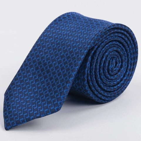 Аренда синего галстука с ярким непересекающимся узором для мужских костюмов