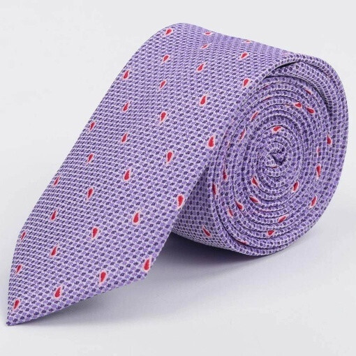 Арендовать сиреневый галстук с красным узором для мужских костюмов