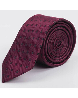 Арендовать бордовый галстук с черным узором для мужских костюмов, изображение 1