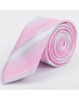 Арендовать галстук розового цвета в белую мульти полоску для мужских костюмов, изображение 1