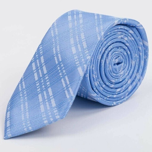 Арендовать галстук голубого цвета в крупную белую клетку для мужских костюмов