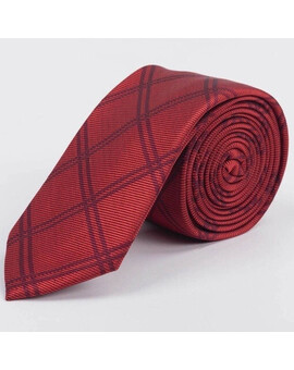 Прокат красного галстука в крупную клетку для мужского костюма, изображение 1
