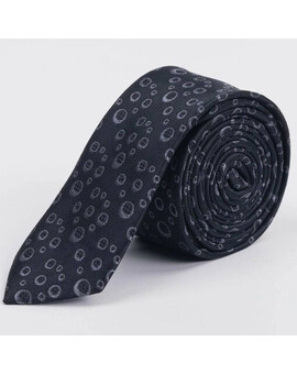 Аренда узкого галстука черного цвета с кольцевым узором мульти для мужского костюма, изображение 1