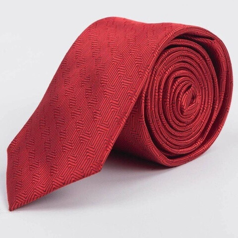 Прокат фактурного галстука ярко-красного цвета с ромбовидным узором для мужского костюма