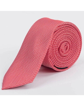 Прокат узкого галстука светло-красного цвета с текстурой для мужского костюма, изображение 1