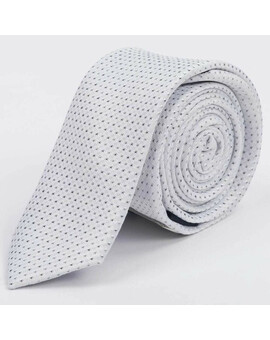 Прокат узкого галстука белого цвета с узором для мужских костюмов, изображение 1
