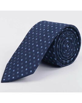 Арендовать синий галстук с голубым ромбовидным узором для мужского костюма, изображение 1