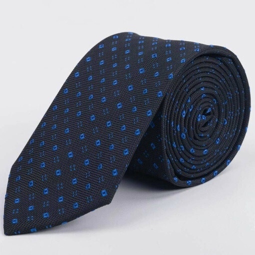 Прокат галстука черного цвета с синим ромбовидным узором для мужских костюмов