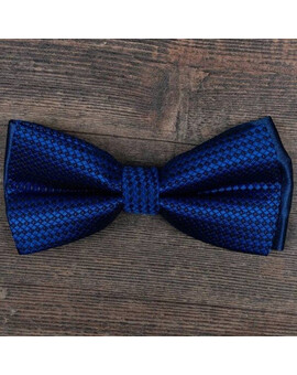 Аренда бабочки синего цвета с элементами черного узора для мужских костюмов, изображение 1