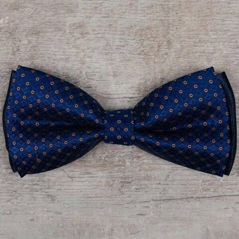 Прокат бабочки синего цвета в клетку с коричневым узором для мужского костюма