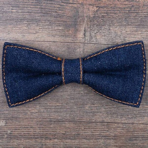 Аренда бабочки темно-синего цвета с оранжевой строчкой для мужских костюмов