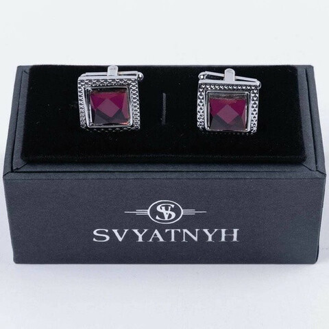 Прокат запонок с пурпурно-розовой вставкой для мужских костюмов