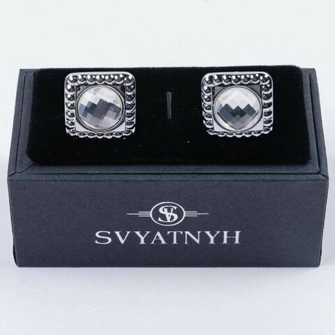 Аренда однотонных запонок с вставкой круглой формы для мужских костюмов