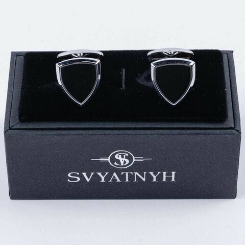 Аренда запонок с формой щита черного цвета для мужских костюмов