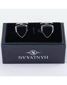 Аренда запонок с формой щита черного цвета для мужских костюмов, изображение 1