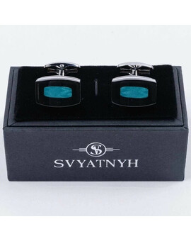 Аренда запонок с зелено-голубой вставкой для мужских костюмов, изображение 1