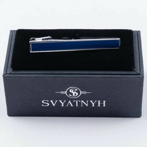 Аренда зажима с вставкой синего цвета для мужских костюмов